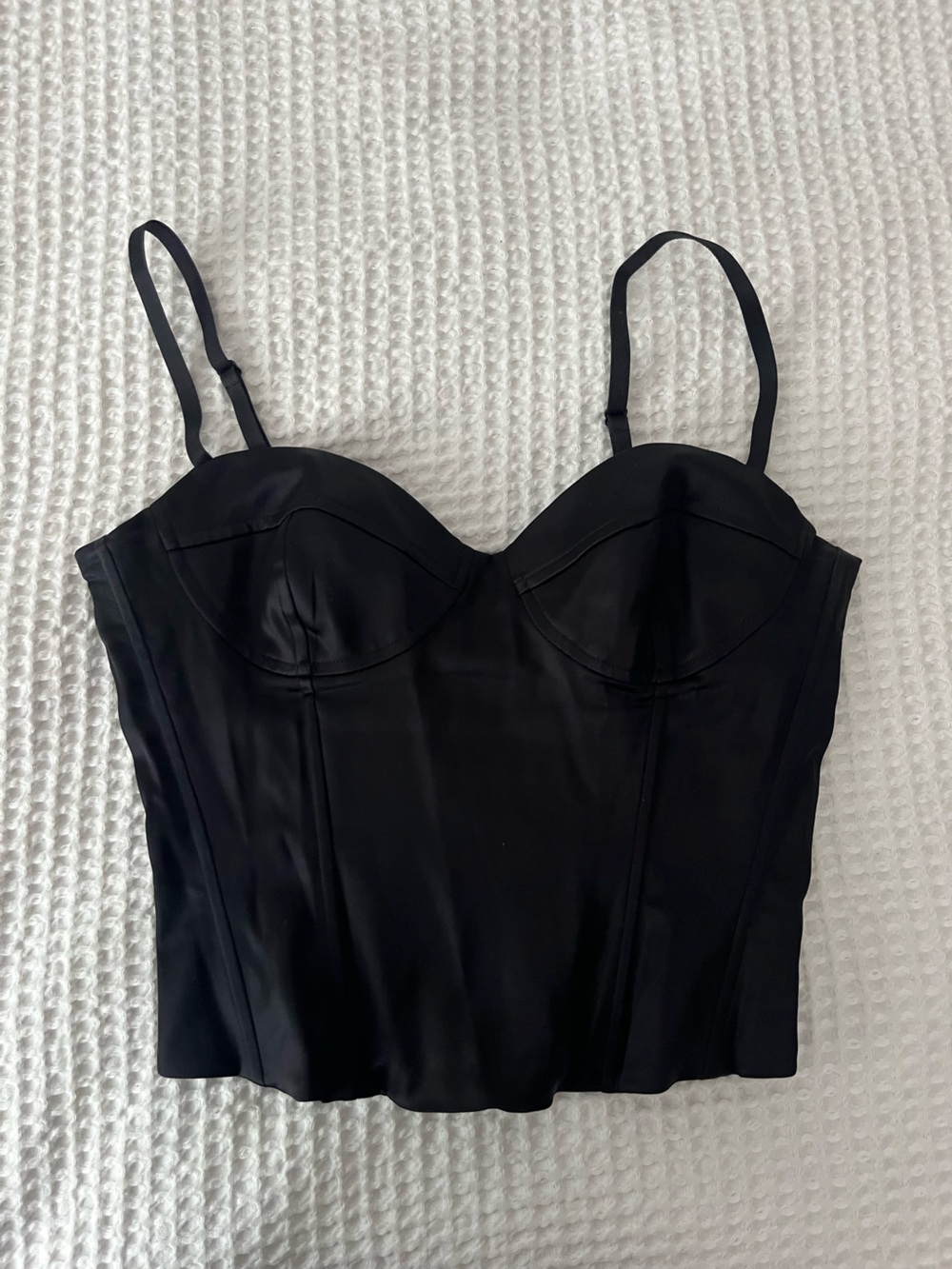 Wilfred Black Satin Bustier Cami with Adjustable Straps